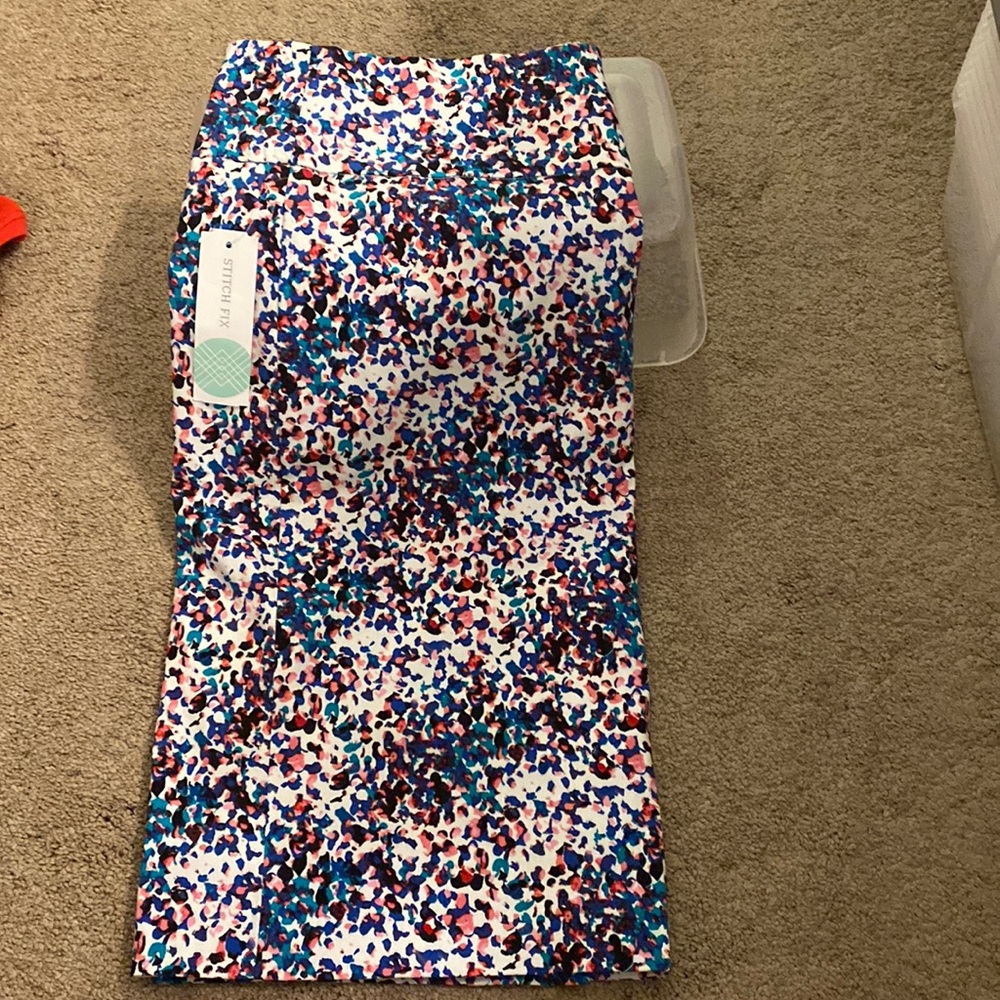 XL Cute Christina Pencil skirt, jewel tones with white base. New with tags.